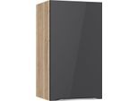 Hängeschrank KOCHSTATION "KS-Aken", grau (anthrazit hochglanz, wildeiche nachbildung), B:40cm H:70,4cm T:34,6cm, Schränke, Hängeschrank