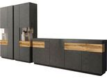 Wohnwand OTTO HOME "SILKE", grau (anthrazit matera, votaneichefarben), B:378,5cm, Kastenmöbel-Sets, Wohnwand