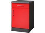 Unterschrank KOCHSTATION "KS-Paris", grau (rot, graphit), B:50cm H:85cm T:60cm, Holzwerkstoff, Schränke, Unterschrank, Breite 50 cm