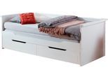 Funktionsbett RELITA "Lina", weiß, B:105cm H:71,5cm L:208cm, Daybetten, Funktionsbett, mit ausziehbarer Liegefläche und 2 Schubkästen, wahlweise mit Matratze