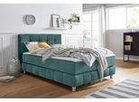 Boxspringbett HOME AFFAIRE "Salo XXL", grün (mint), B:154cm L:231cm, Komplettbetten, Boxspringbett, in Samtoptik oder Struktur, 6 Breiten in Überlänge 220cm, 4 Härtegrade