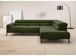 Ecksofa HOME AFFAIRE "Antonelli, L-Form, inkl. Kopfteilverstellung, Breite 276 cm", grün (moos), B:276cm H:71cm T:219cm, 95% Polyester, 5% Nylon, Sofas, Ecksofa, mit elektrischer Sitztiefenverstellung, in Feincord, moos