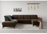 Wohnlandschaft SIT & MORE "Sinatra U-Form", braun (espresso), B:326cm H:85cm T:220cm, 90% Polyester, 10% Polyamid, Sofas, Wohnlandschaft, optional mit Kopfteilverstellung und Armteilfunktion, Metallfüße