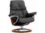 Relaxsessel STRESSLESS "Ruby", grau (rock paloma), B:76cm H:100cm T:75cm, Leder PALOMA: durchgefärbtes Semianilin-Möbelleder;Leder BATICK: durchgefärbtes und genarbtes Möbelleder, Sessel, Relaxsessel, mit Signature Base, Größe S, Gestell Eiche, Wenge, Braun & Schwarz