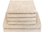 Handtuch Set DYCKHOFF "Deep Harmony Element", beige (natur), Frottier, Frottier, Obermaterial: 85% Baumwolle, 15% Hanf, Handtuch-Sets, Handtuch Set, 6er Set: 4 Handtücher (50x100cm), 2 Duschtücher (70x140cm)