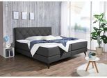 Boxspringbett MAINTAL, grau (anthrazit), Liegefläche B/L: 180cm x 200cm, H2 + H2, Bonnell-Federkernmatratze, Topperbezug Microfaser aus 100% Polyester;Bezug der Spiegelfläche Matratzendrell aus 100% Polyester;Strukturstoff-Bezug (100% Polyester), Komplettbetten, Boxspringbett