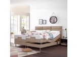 Boxbett, beige (dunkelbeige), B:214cm L:210cm, Box und Kopfteil: Feinstrukturstoff (77% Polyester und 23% Viskose);Bezug der Obermatratze: 100% Polyester, WESTFALIA SCHLAFKOMFORT, Komplettbetten, Boxbett, mit Motor in diversen Ausführungen