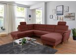 Wohnlandschaft HOME AFFAIRE "Palmera U-Form, B: 308 cm", rosa (kupfer), B:308cm H:89cm T:212cm, 100% Polyester;Struktur (100% Polyester);Luxus-Microfaser in Lederoptik (100% Polyester), Sofas, Wohnlandschaft, optional Bettfunktion & Bettkasten, Federkern