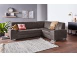 Ecksofa DOMO COLLECTION "Anzio in kubischer Formensprache, flache Armlehnen, L-Form", grau (anthrazit), B:259cm H:85cm T:191cm, Sofas, Ecksofa, Wahlweise mit Bettfunktion und Federkern für hohen Sitzkomfort