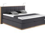 Boxspringbett HOME AFFAIRE "Vinton", grau (anthrazit), B:220cm L:213cm, Komplettbetten, Boxspringbett, aus Eiche, mit LED-Beleuchtung, verschiedene Härtegrade (auch H4)