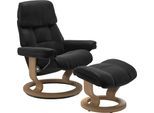 Relaxsessel STRESSLESS "Ruby", schwarz (schwarz paloma), B:74cm H:97cm T:74cm, Leder BATICK: BATICK ist ein leicht korrigiertes, durchgefärbtes und genarbtes Möbelleder, bei dem die meisten Unebenheiten und Spuren in der Regel entfernt wurden.;Leder PALOMA: PALOMA ist ein durchgefärbtes Semianilin-Möbelleder mit natürlicher Narbung., Sessel, Relaxsessel, mit Classic Base, Größe S, Gestell Eiche, W
