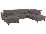 Wohnlandschaft HOME AFFAIRE "Solvei U-Form", braun, B:342cm H:104cm T:235cm, Struktur (100% Polyester);Luxus-Microfaser Lederoptik (100% Polyester);Luxus-Microfaser ALTARA NUBUCK (100% Polyester), Sofas, Wohnlandschaft, Sitztiefenverstellung und Federkern, wahlweise Kopfteilverstellung