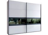 Schwebetürenschrank WIMEX "Easy Plus, Kleiderschrank Made in Germany", weiß (weiß, rauchglas holmtüren graphit), B:270cm H:236cm T:65cm, Holzwerkstoff, Schränke, Schwebetürenschrank, mit Glaseinsatz/ Rauchglas, viele Breiten zur Auswahl, schwarze Griffe