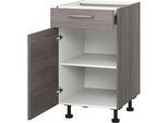 Unterschrank KOCHSTATION "KS-Trea US60", grau (eichefarben grau), B:60cm H:75cm T:56cm, Schränke, Unterschrank, mit einem Auszug und einer Tür, Einlegeboden, Breite 60 cm, Höhe 75 cm