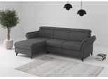 Ecksofa SIT & MORE "Glendale, L-Form", grau (dunkelgrau), B:253cm H:84cm T:166cm, 95% Polyester, 5% Polyamid, Sofas, Ecksofa, inkl. Kopfteilverstellung, wahlweise mit Vorziehsitz und Bettkasten