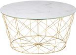 Couchtisch SALESFEVER "Caorle Coffeetable: Harmonisches Wohnambiente", weiß (weiß, gold, gold, weiß), B:80cm H:45cm T:80cm, Tische, Couchtisch, Stilvolles Korbgestell