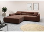 Ecksofa 3C CANDY "Denver auch mit Cord- und Easy care-Bezug, Kopfteilverstellung L-Form", braun (rost), B:258cm H:68cm T:217cm, 88% Polyester, 12% Polyacryl, Sofas, Ecksofa, wahlweise. mit motorischer Sitztiefenverstellung