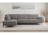 Ecksofa OTTO HOME "Oland Skandi, weicher Chenille-Stoff", grau, B:289cm H:85cm T:210cm, 100% Polyester, Sofas, Ecksofa, L-Form, 289 cm, Wellenunterfederung, Skandi-Design, Massivholzfüße