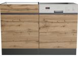 Spülenschrank KOCHSTATION "KS-Riesa", braun (wotaneiche), B:120cm H:82cm T:60cm, Holzwerkstoff, Schränke, Spülenschrank, Breite 120 cm, MDF-Fronten