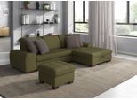 Ecksofa SIT & MORE "Luxor L-Form", grün (olive), B:275cm H:82cm T:173cm, Luxus-Microfaser ALTARA NUBUCK (100% Polyester);Soft clean (98% Polyester, 2% Polyamid);Struktur fein (100% Polyester), Sofas, Ecksofa, wahlweise mit Bettfunktion, Bettkasten und Kopfteilverstellung