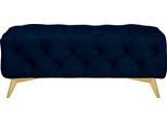 Polsterhocker HOME AFFAIRE "Glynis", blau (deep ocean), B:120cm H:45cm T:80cm, Struktur (100% Polyester);Samtoptik (100% Polyester), Hocker, Polsterhocker, aufwändige Knopfheftung, moderne Chesterfield Optik, Fußfarbe wählbar