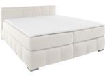 Boxspringbett HOME AFFAIRE "Chelles", beige (natur), B:187cm L:245cm, Samtoptik (100% Polyester);Bezug der Spiegelfläche Matratzendrell aus 100% Polyester;Struktur fein 100% Polyester), Komplettbetten, Boxspringbett, inkl. Topper,, in XXL- Überlänge 220 cm, Unterbox mit feine Wölbung