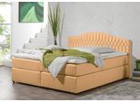 Boxspringbett MAINTAL, braun (karamell), Liegefläche B/L: 180cm x 200cm, H3, 5-Zonen-Tonnentaschen-Federkernmatratze, Seitliche Einfassung Unterbox und Obermatratze: Mikrovelours (100% Polyester);Spiegelfläche der Unterbox und Obermatratze: 100% Polyester, Komplettbetten, Boxspringbett, in diversen Ausführungen