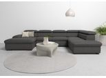 Wohnlandschaft HOME AFFAIRE "Alberto U-Form", braun (mokka), B:350cm H:73cm T:228cm, Luxus-Microfaser in Lederoptik (100% Polyester);Microfaser in Antiklederoptik (100% Polyester);Luxus-Microfaser Vintageoptik (100% Polyester);Luxus-Microfaser weich (90%Polyester 10%Polyamid), Sofas, Wohnlandschaft, mit Kopfteilverstellung, wahlweise mit Bettfunktion