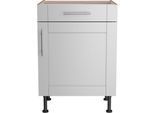 Unterschrank KOCHSTATION "KS-Ahus", grau (hellgrau matt, wildeiche nachbildung), B:60cm H:87cm T:58,4cm, Schränke, Unterschrank, Breite 60 cm