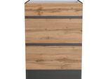 Kochfeldumbauschrank KOCHSTATION "KS-Riesa", braun (wotaneiche), B:60cm H:82cm T:60cm, Holzwerkstoff, Schränke, Kochfeldumbauschrank, Breite 60 cm, MDF-Fronten