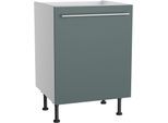 Spülenschrank KOCHSTATION "KS-Bern2", grün (steingrün, hellgrau), B:60cm H:87cm T:58,4cm, Holzwerkstoff, Schränke, Spülenschrank, Breite 60 cm, 1 Tür