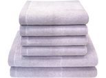 Handtuch Set DYCKHOFF "Landscape", lila (lavendel), 6 Stk., Walkfrottier, Walkfrottier, Obermaterial: 100% Baumwolle, Handtuch-Sets, Handtuch Set, 4 Handtücher (50x100cm), 2 Duschtücher (70x140cm)