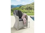 Gartensessel DESTINY "MALAGA", weiß (vintage weiß), B:62cm H:85cm T:70cm, Obermaterial: 100% Polyester. Miedereinsatz: 50% Polyester, 50% Polyurethan, Sessel, Gartensessel, Aluminium, Polyrattan, inkl. Auflagen