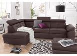 Ecksofa EXXPO - SOFA FASHION "Spring, super bequem und komfortabel mit Armteil- und Kopfteilfunktion", braun (mundo), B:274cm H:81cm T:206cm, NaturLEDER (echtes Rindsleder) in Sitz und Rücken. Korpus in passendem Kunstleder SOFTLUX bezogen;Luxus-Microfaser (100% Polyester);Struktur ( 100% Polyester), Sofas, Ecksofa, wahlweise mit Bettfunktion und Bettkasten, L-Form