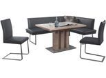 Essgruppe K+W KOMFORT & WOHNEN "Santos III", schwarz (nero), B:205cm H:86cm T:158cm, Sitzmöbel-Sets, Essgruppe, gepolsterte Eckbank und Stühle, langer Schenkel rechts oder links