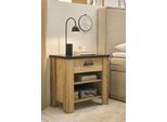 Nachtkommode HOME AFFAIRE "SHERWOOD", braun (old style hell dekor), B:60cm H:61cm T:39cm, Sideboards, Nachtkommode, mit Apothekergriff aus Metall, Schubkasten "Soft close", Breite 60 cm