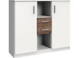 Kombikommode WIMEX "Joker", weiß (weiß, flagstaff eiche), B:124cm H:105cm T:41cm, Sideboards, Kombikommode, Kommode mit 2 Einlegeböden, 124cm breit