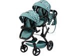 Puppen-Zwillingsbuggy BAYER "Xeo Twin grün", grün, Puppenwagen, KinderB:35cm H:76,5cm T:80cm, Kunststoff, Metall, Stoff, Puppen-Zwillingsbuggy, mit Wickeltasche, B:35cm H:76,5cm T:80cm