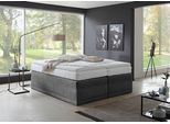 Boxspringbett "Ibiza in den Breiten 160x200, 180x200cm & 200x200cm", grau (anthrazit), B:200cm L:200cm, WESTFALIA SCHLAFKOMFORT, Komplettbetten, Boxspringbett, wahlweise mit Topper, ideal für Dachschrägen in diversen Härtegraden