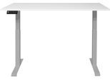 Schreibtisch MÄUSBACHER "Big System Office", silber (silber, weiß matt lack, silber, weiß matt lack), B:120cm, Tische, Schreibtisch, Breite 120 cm, elektrisch höhenverstellbar