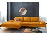 Ecksofa W.SCHILLIG "enjoy&MORE, Designsofa, bequem, elegant und zeitlos, L-Form", gelb (brandy s37), B:340cm H:87cm T:185cm, Chenille-Flachgewebe R66 (85% Polyester, 15% Nylon);Longlife Xtra-Leder Z59: Glattleder mit modischer Prägung. Hautstärke 0, 9 - 1, 1 mm;Stoff S37 (100% Polyester), Sofas, Ecksofa, Sitztiefenverstellung, Füße bronze pulverbeschichtet, Breite 340 cm