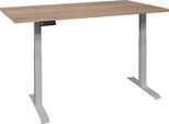 Schreibtisch MÄUSBACHER "Big System Office", silber (silber, eiche sägerau, silber, eiche sägerau), B:140cm, Tische, Schreibtisch, Breite 140 cm, elektrisch höhenverstellbar