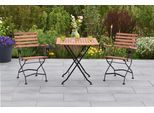Garten-Essgruppe MERXX "»Schlossgarten«", beige (natur, natur, schwarz), Massivholz, Stahl, Sitzmöbel-Sets, Garten-Essgruppe, Tisch klappbar: LxB: 75x75 cm