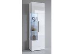 Vitrine OTTO HOME "India,Höhe 160cm stilvolle Glasvitrine mit verstellbare Glasböden", weiß (weiß, weiß hochglanz), B:45cm H:160cm T:35cm, ABS-Kunststoff, FSC-zertifizierter Holzwerkstoff, Glas, Kunststoff, Metall, Schränke, Vitrine, Standvitrine 1Trg, viel Stauraum ohne Beleuchtung