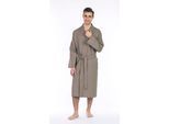 Unisex-Bademantel FRAMSOHN FROTTIER "leger geschnitten, hergestellt in Österreich" Gr. S, grau (taupe), L:120cm, Waffelpiqué, Hausmäntel, Unisex-Bademantel, Unisex Waffelpiqué