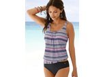 Oversize-Tankini S.OLIVER, Damen, Gr. 52, N-Gr, bunt (blau, rosa, bedruckt), Polyamid, bedruckt, Bikini-Sets Oversize-Tankini, mit schönem Bordürendruck, Topseller