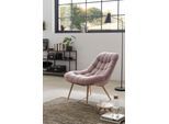 Relaxsessel SALESFEVER "Toulon - Komfortabler Loungesessel", rosa (rosa, holzfarben), B:76cm H:85cm T:85,6cm, Sessel, Relaxsessel, mit XXL-Steppung, mit schwarzen oder naturfarbenen Beinen
