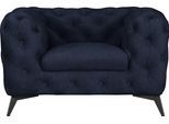 Chesterfield-Sessel HOME AFFAIRE "Glynis Sessel", blau (deep ocean), B:125cm H:75cm T:97cm, Struktur (100% Polyester);Samtoptik (100% Polyester), Sessel, Chesterfield-Sessel, aufwändige Knopfheftung, moderne Chesterfield Optik, Fußfarbe wählbar