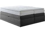Boxspringbett "Ibiza in den Breiten 160x200, 180x200cm & 200x200cm", grau (anthrazit), B:180cm L:200cm, WESTFALIA SCHLAFKOMFORT, Komplettbetten, Boxspringbett