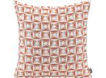 Dekokissen H.O.C.K. "Cinny", rot (rot, terra, gemustert), B:45cm H:10cm L:45cm, Baumwolle, Polyester, Dekokissen_Sitzkissen_Kissenhüllen, Dekokissen, Geometrisch gemustert, Kissenhülle mit Füllung, 1 Stück